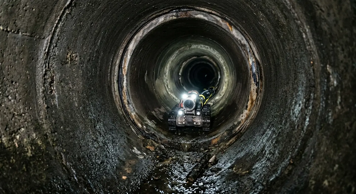 Robotic sewer camera inspecting pipe interior for Sewer Line Cleaning in Alcoa